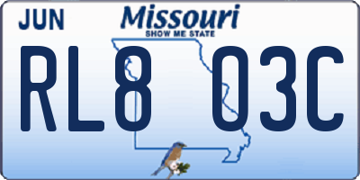 MO license plate RL8O3C