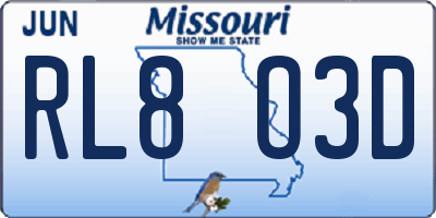 MO license plate RL8O3D