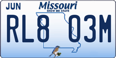 MO license plate RL8O3M