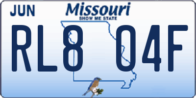 MO license plate RL8O4F