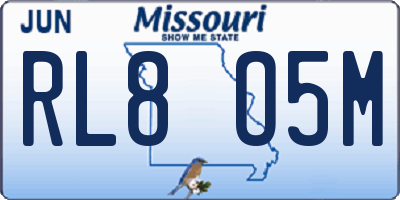 MO license plate RL8O5M