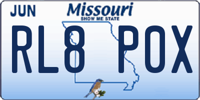 MO license plate RL8P0X