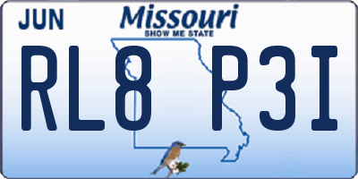 MO license plate RL8P3I