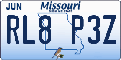 MO license plate RL8P3Z