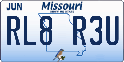 MO license plate RL8R3U