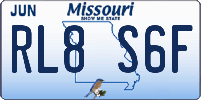 MO license plate RL8S6F