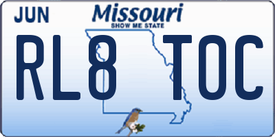 MO license plate RL8T0C