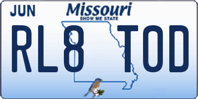 MO license plate RL8T0D