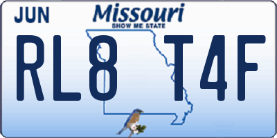 MO license plate RL8T4F