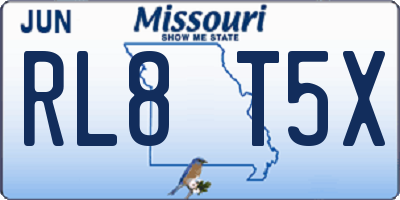 MO license plate RL8T5X