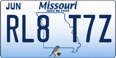 MO license plate RL8T7Z