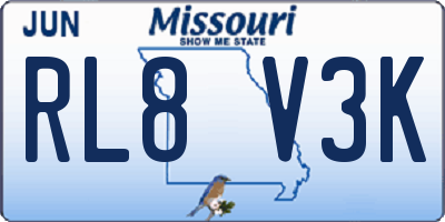 MO license plate RL8V3K