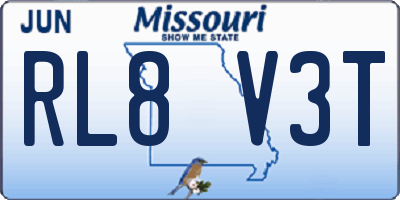 MO license plate RL8V3T