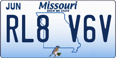 MO license plate RL8V6V