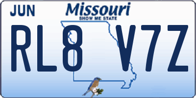 MO license plate RL8V7Z