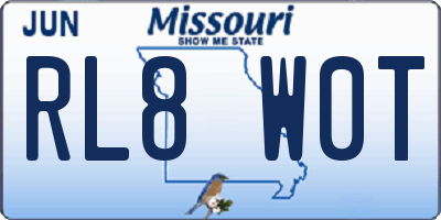 MO license plate RL8W0T