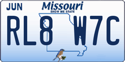 MO license plate RL8W7C