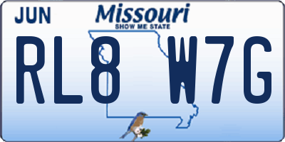 MO license plate RL8W7G