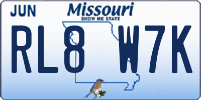 MO license plate RL8W7K