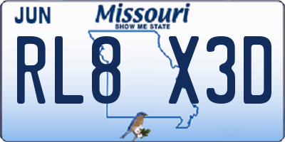 MO license plate RL8X3D