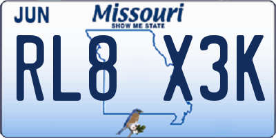 MO license plate RL8X3K