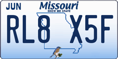 MO license plate RL8X5F