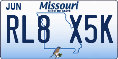MO license plate RL8X5K