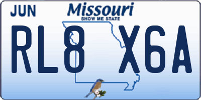 MO license plate RL8X6A