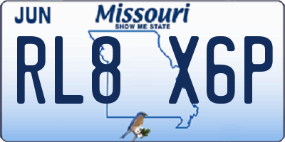 MO license plate RL8X6P