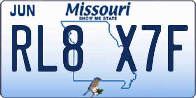 MO license plate RL8X7F