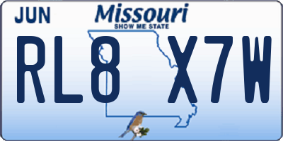MO license plate RL8X7W