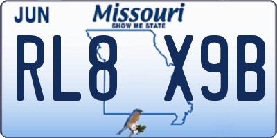 MO license plate RL8X9B