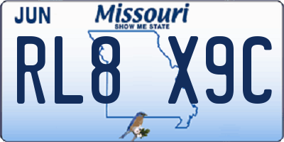 MO license plate RL8X9C