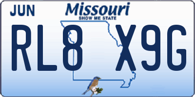 MO license plate RL8X9G