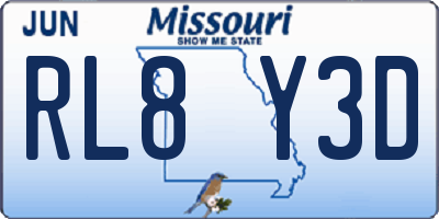 MO license plate RL8Y3D