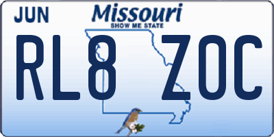 MO license plate RL8Z0C