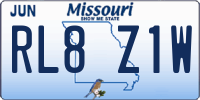 MO license plate RL8Z1W