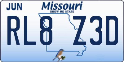 MO license plate RL8Z3D