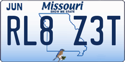 MO license plate RL8Z3T