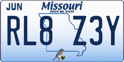 MO license plate RL8Z3Y