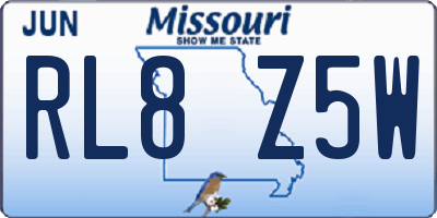 MO license plate RL8Z5W
