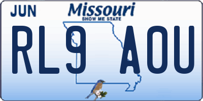 MO license plate RL9A0U