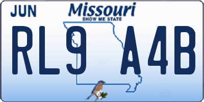 MO license plate RL9A4B