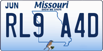 MO license plate RL9A4D