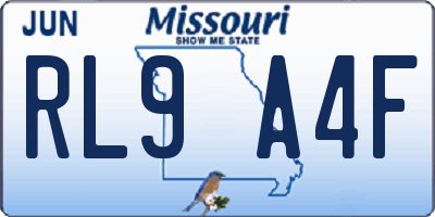 MO license plate RL9A4F
