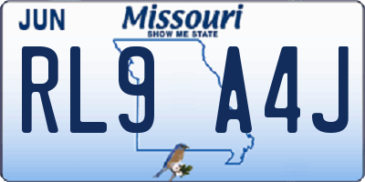 MO license plate RL9A4J