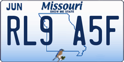 MO license plate RL9A5F