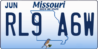 MO license plate RL9A6W