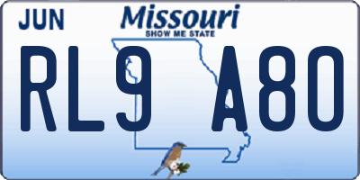 MO license plate RL9A8O
