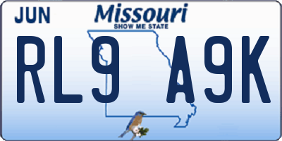 MO license plate RL9A9K